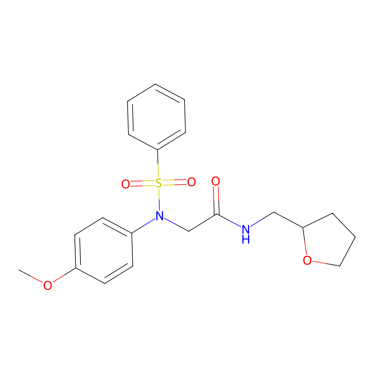 2-[N-(benzenesulfonyl)-4-methoxyanilino]-N-(oxolan-2-ylmethyl)acetamide molecular structure, CAS 6078-34-8