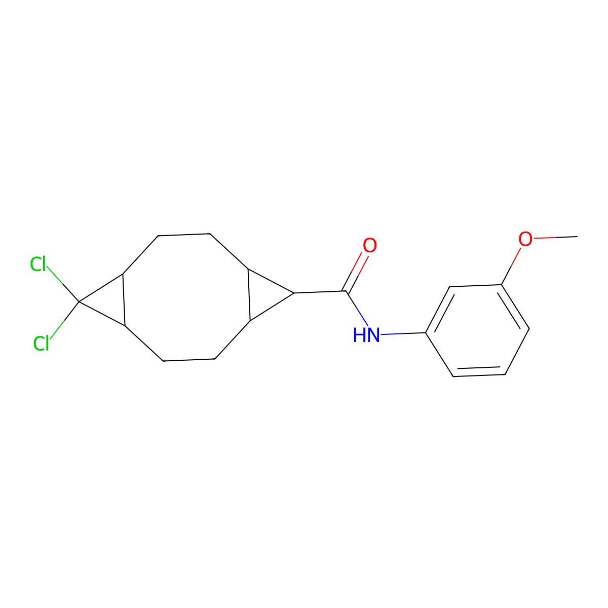 10,10-dichloro-N-(3-methoxyphenyl)tricyclo[7.1.0.0~4,6~]decane-5-carboxamide molecular structure, CAS 6078-48-4