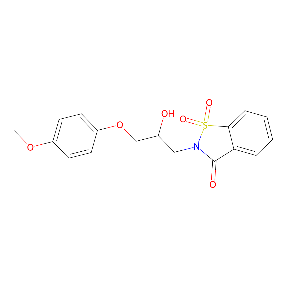 2-[2-Hydroxy-3-(4-methoxyphenoxy)propyl]-1H-1lambda~6~,2-benzothiazole-1,1,3(2H)-trione molecular structure, CAS 6078-53-1