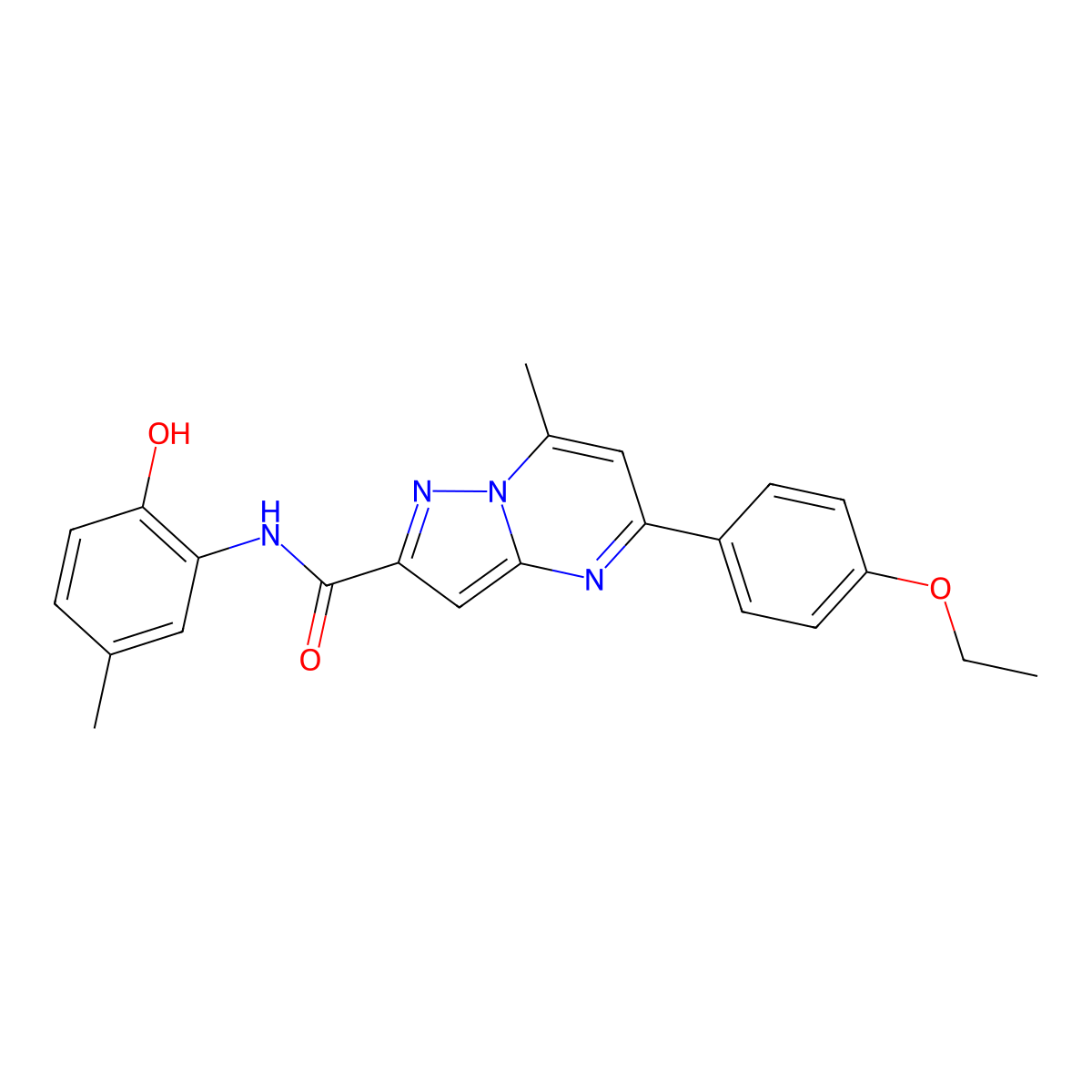5-(4-ethoxyphenyl)-N-(2-hydroxy-5-methylphenyl)-7-methylpyrazolo[1,5-a]pyrimidine-2-carboxamide molecular structure, CAS 6078-61-1