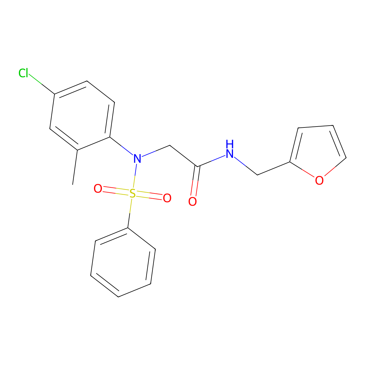 2-[N-(benzenesulfonyl)-4-chloro-2-methylanilino]-N-(furan-2-ylmethyl)acetamide molecular structure, CAS 6078-72-4