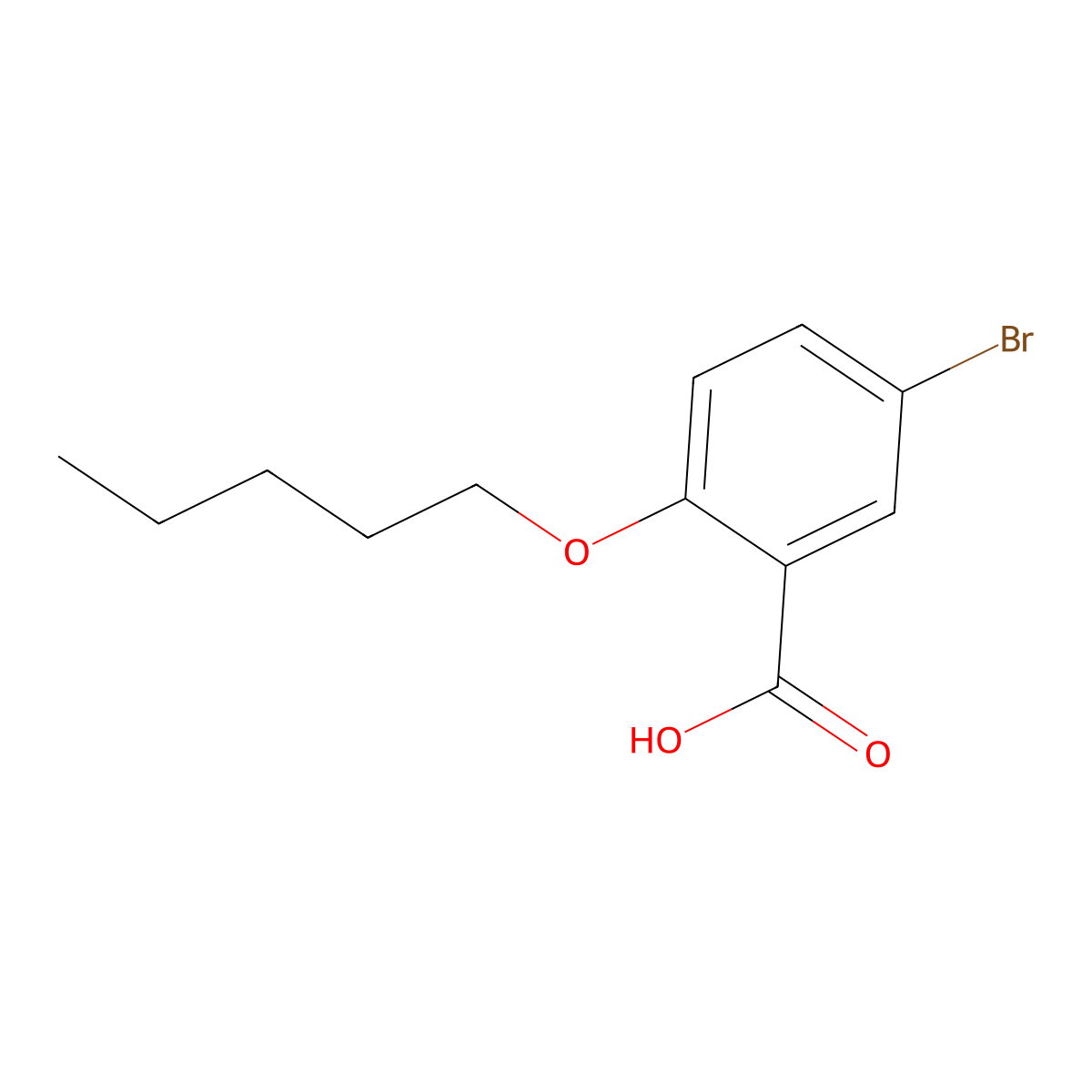 Benzoic acid, 5-bromo-2-(pentyloxy)- molecular structure, CAS 60783-94-0