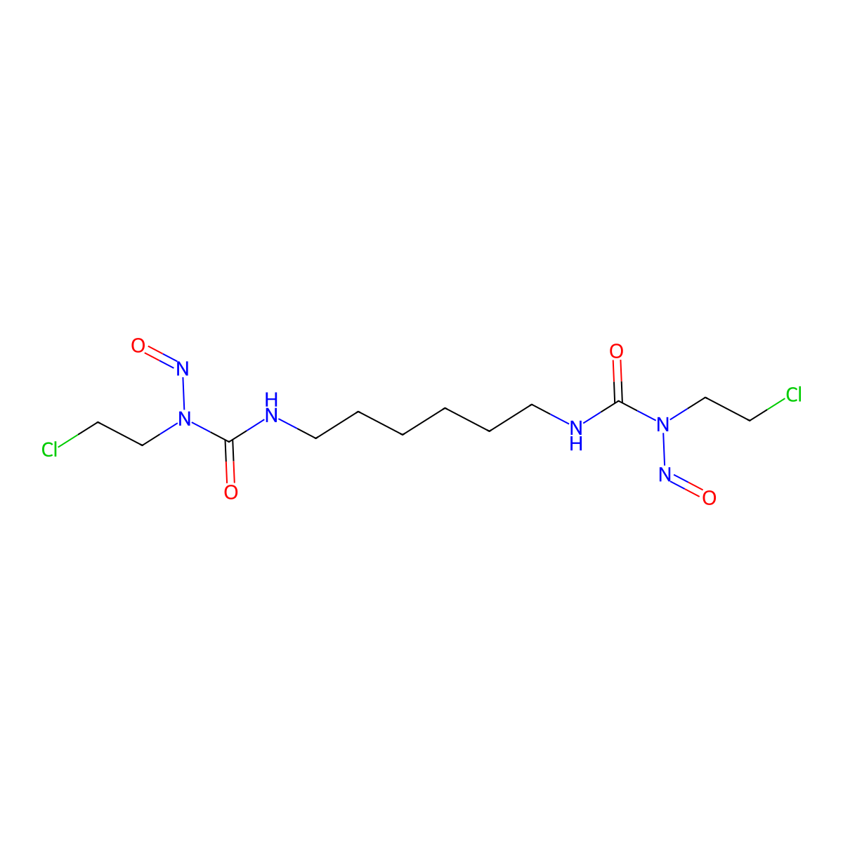 Urea, 1,1'-hexamethylenebis(3-(2-chloroethyl)-3-nitroso- molecular structure, CAS 60784-45-4