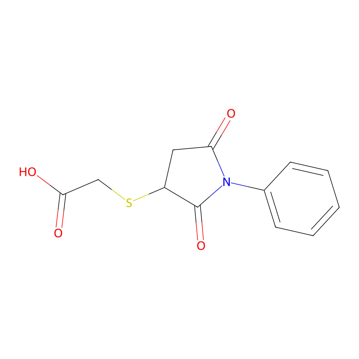 2-((2,5-Dioxo-1-phenylpyrrolidin-3-yl)sulfanyl)acetic acid molecular structure, CAS 60788-02-5