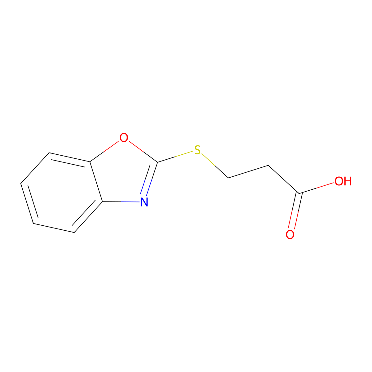 3-(1,3-Benzoxazol-2-ylsulfanyl)propanoic acid molecular structure, CAS 60788-67-2