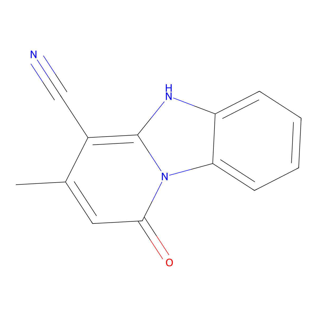 1,5-Dihydro-3-methyl-1-oxopyrido(1,2-a)benzimidazole-4-carbonitrile molecular structure, CAS 60792-57-6