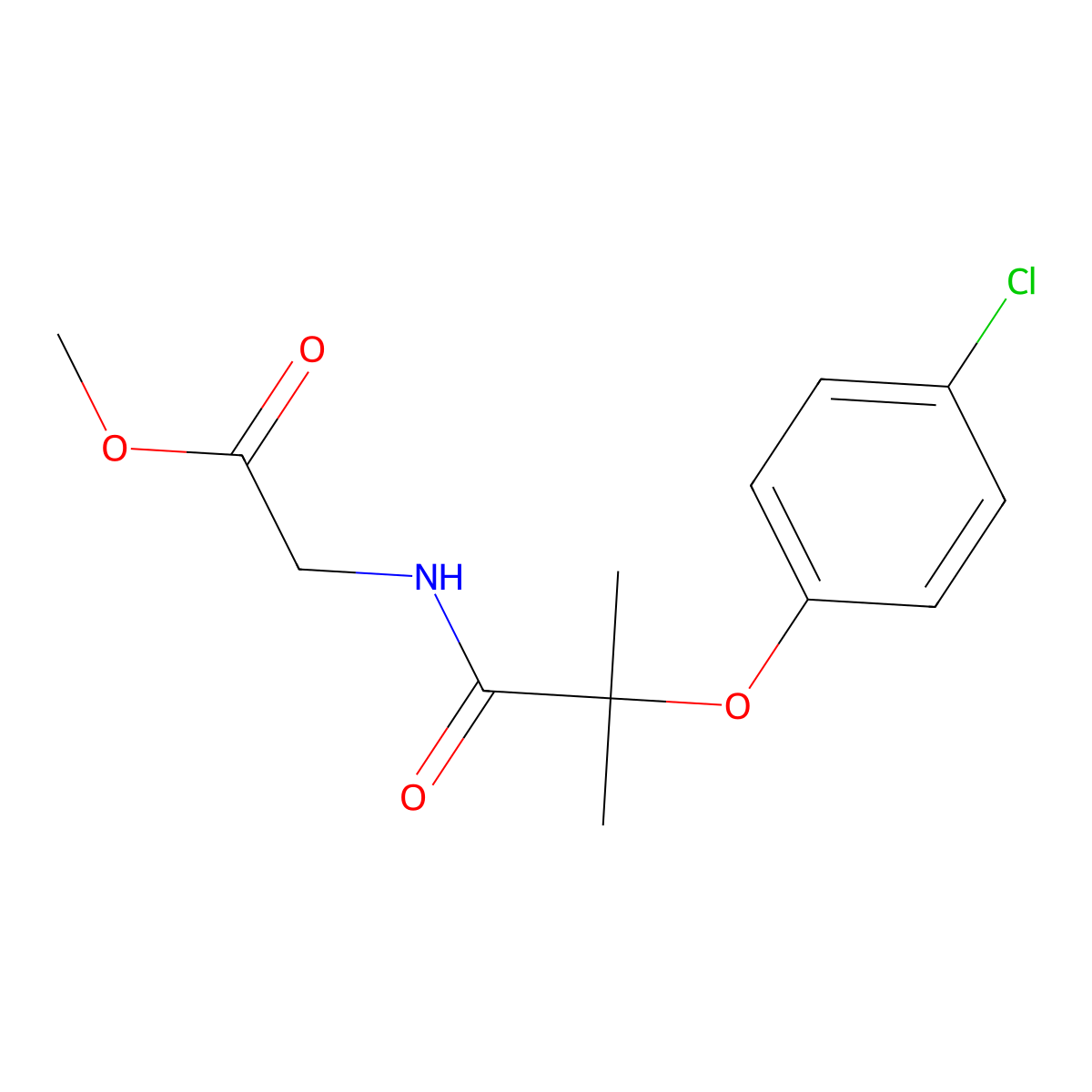 Methyl {[2-(4-chlorophenoxy)-2-methylpropanoyl]amino}acetate molecular structure, CAS 60794-09-4