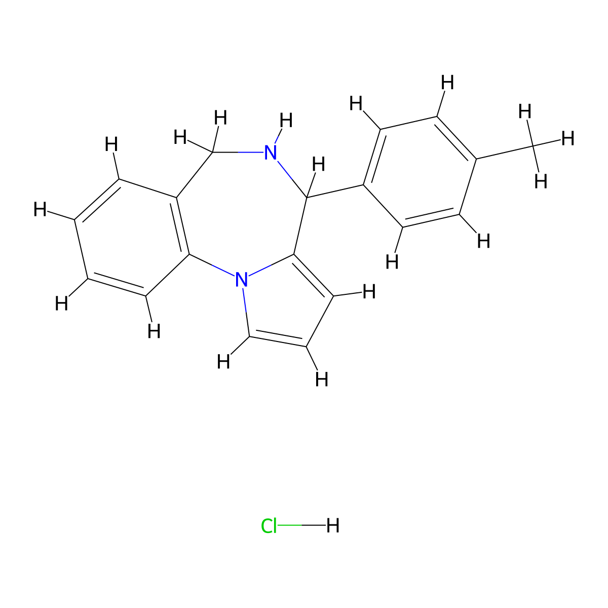 4-(4-Methylphenyl)-5,6-dihydro-4H-pyrrolo-[1,2-a][1,4]benzodiazepine hydrochloride molecular structure, CAS 60794-62-9