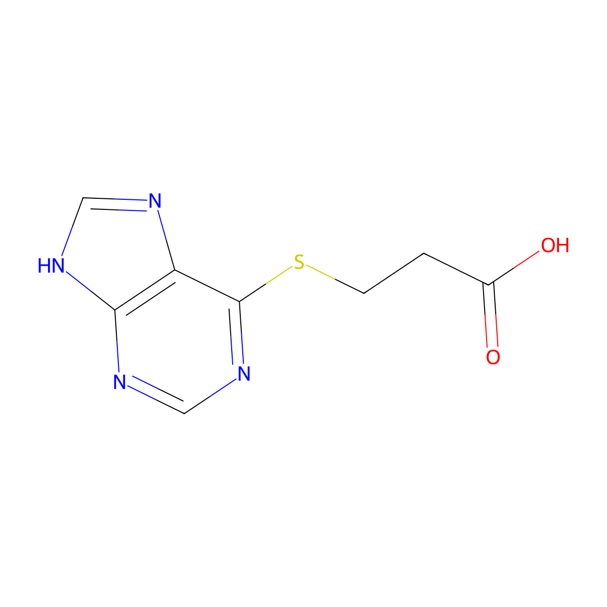6-(2-Carboxyethylthio)purine molecular structure, CAS 608-10-6
