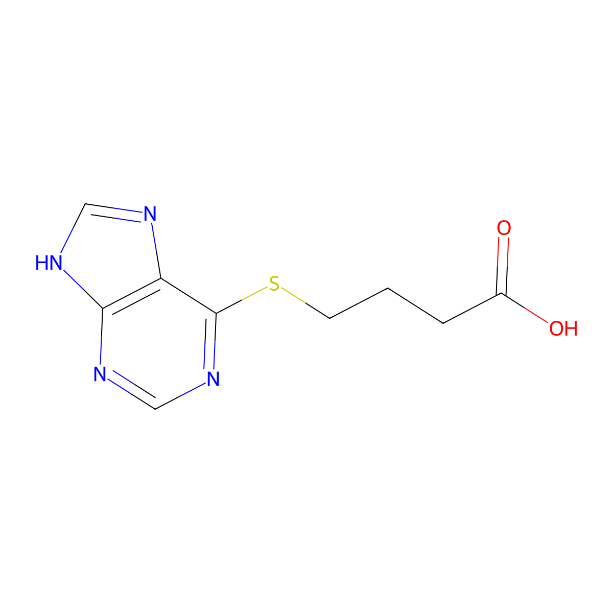 4-(9H-Purin-6-ylthio)butanoic acid molecular structure, CAS 608-11-7