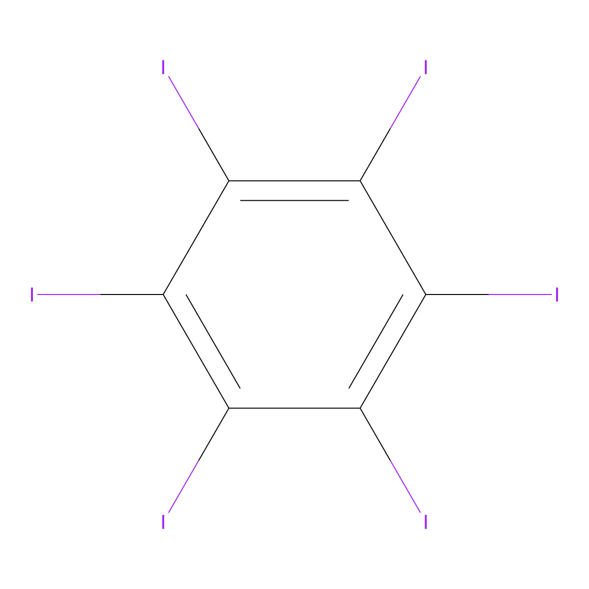 Benzene, 1,2,3,4,5,6-hexaiodo- molecular structure, CAS 608-74-2