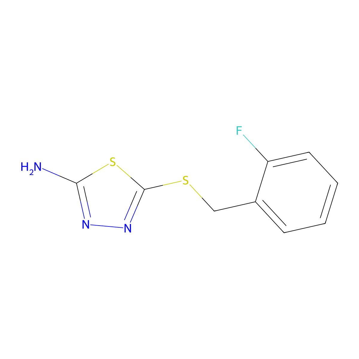 5-(2-Fluoro-benzylsulfanyl)-[1,3,4]thiadiazol-2-ylamine molecular structure, CAS 6080-36-0