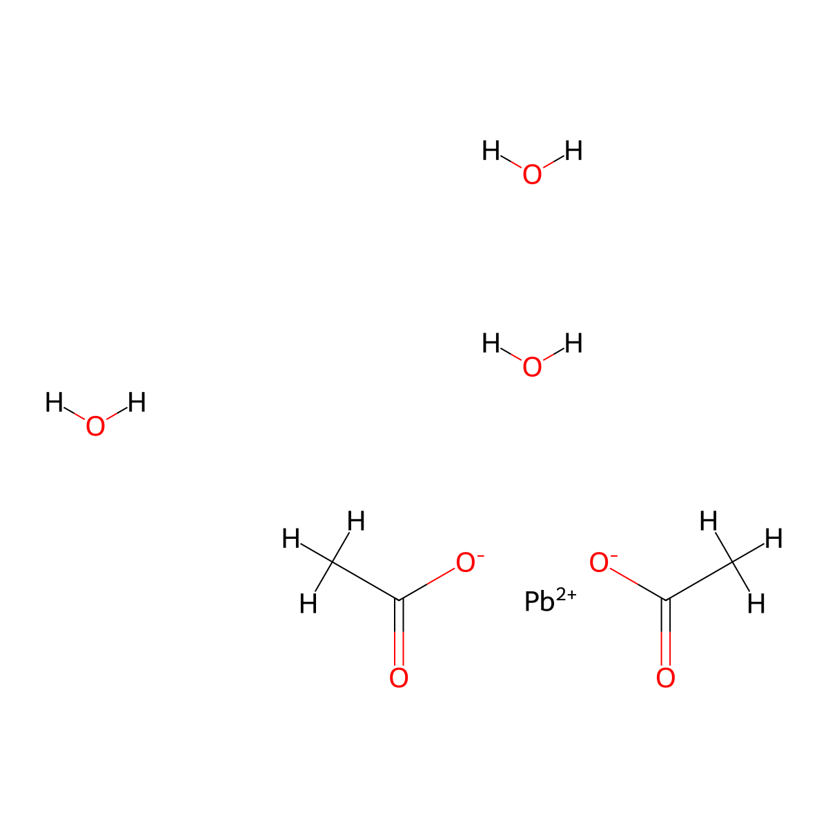 Lead diacetate trihydrate molecular structure, CAS 6080-56-4