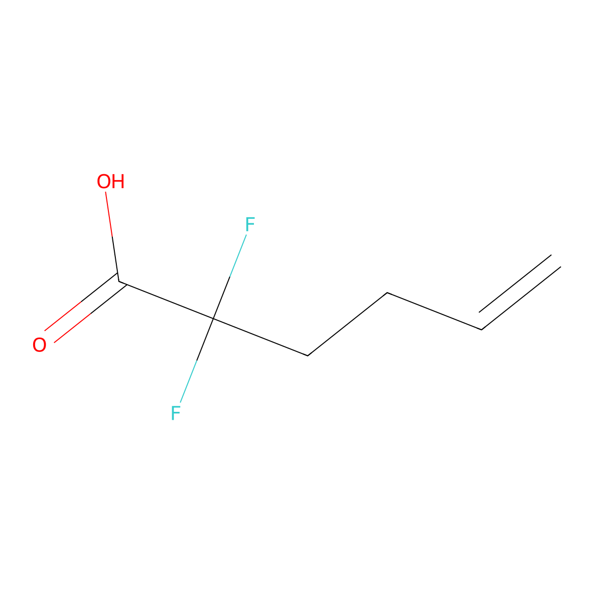 2,2-Difluoro-5-hexenoic acid molecular structure, CAS 60800-95-5