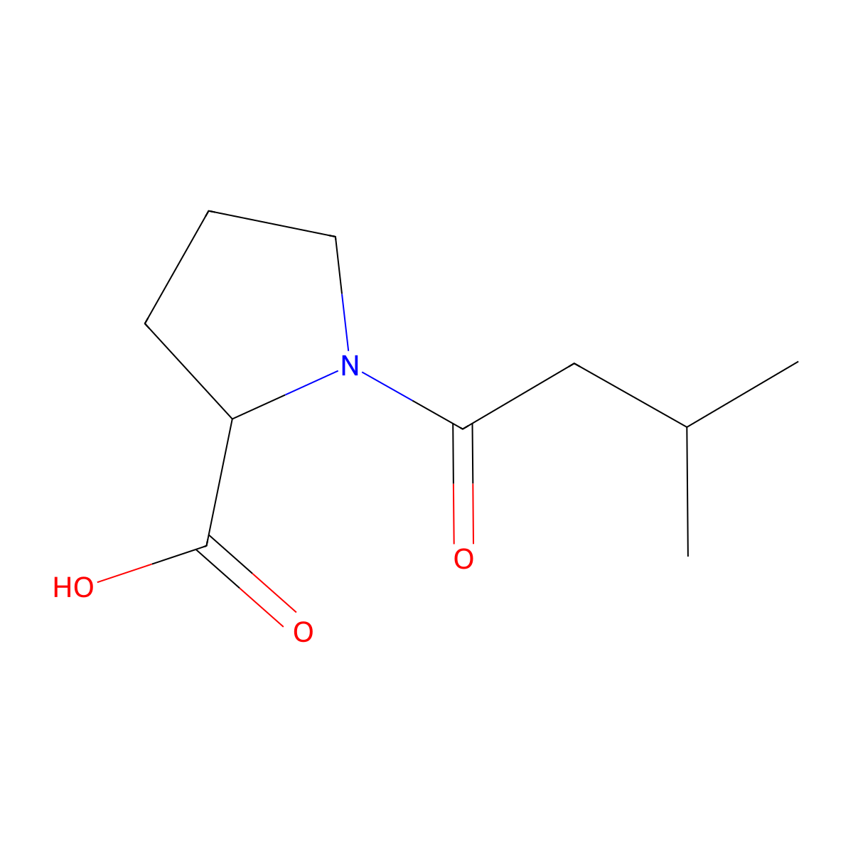 1-(3-Methylbutanoyl)pyrrolidine-2-carboxylic acid molecular structure, CAS 60804-39-9