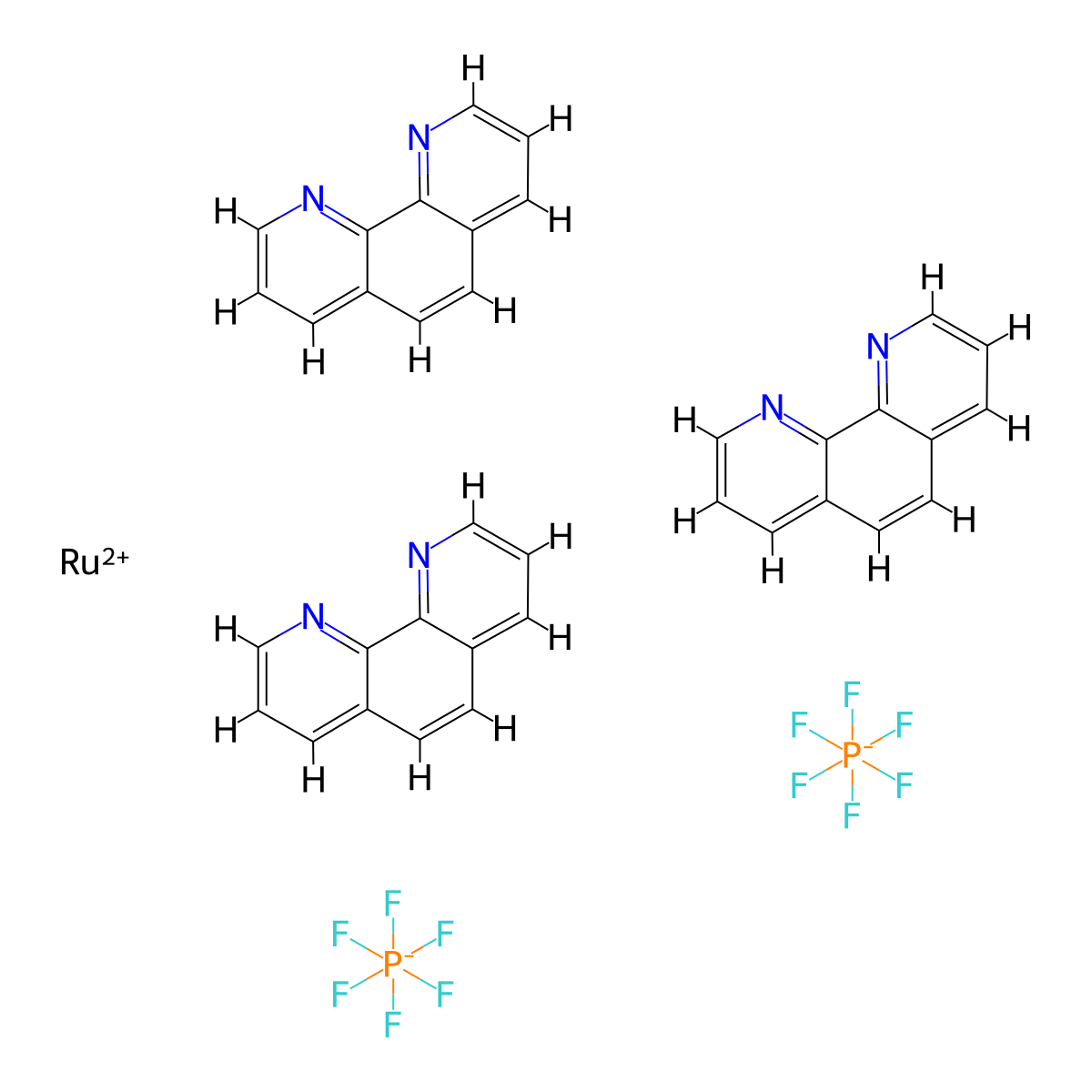 Tris(1,10-phenanthroline)ruthenium(II) Bis(hexafluorophosphate) molecular structure, CAS 60804-75-3