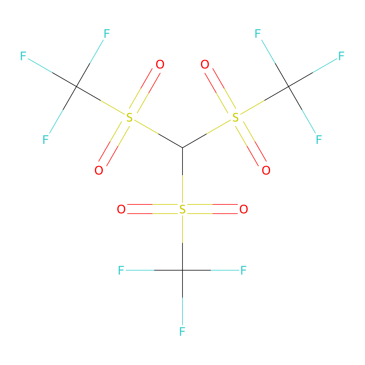 Methane, tris((trifluoromethyl)sulfonyl)- molecular structure, CAS 60805-12-1