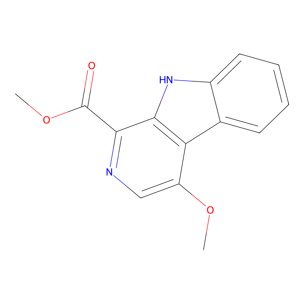 methyl 4-methoxy-9H-pyrido[3,4-b]indole-1-carboxylate molecular structure, CAS 60807-25-2