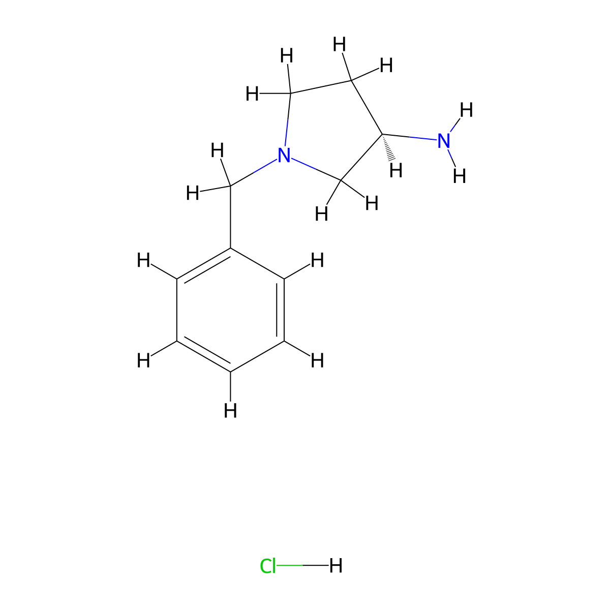 (R)-3-Amino-1-N-benzylpyrrolidine hydrochloride molecular structure, CAS 608090-19-3