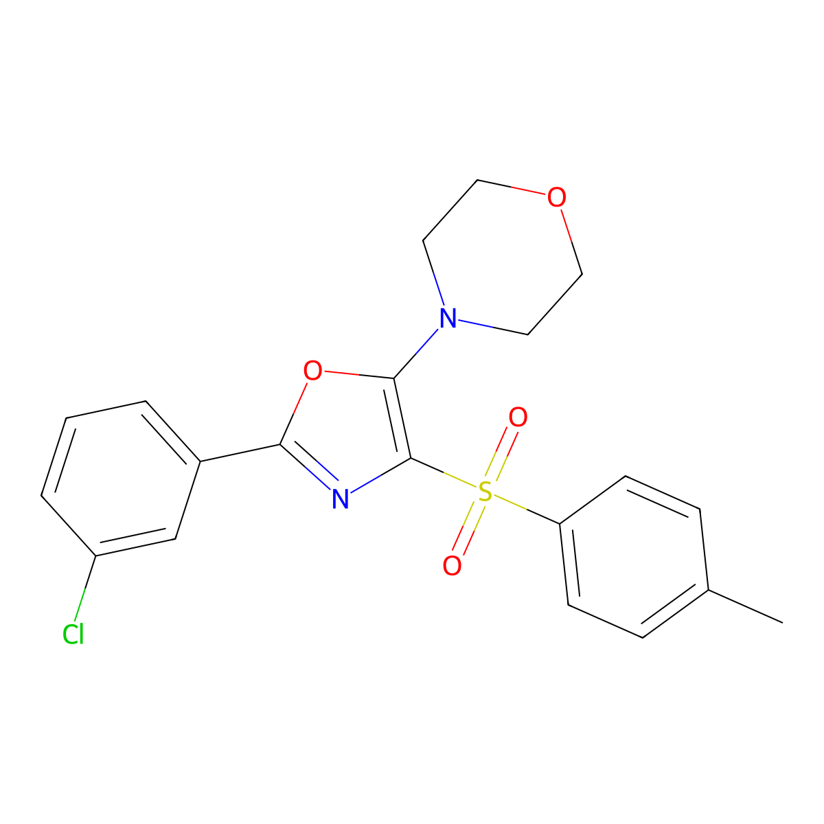 4-[2-(3-Chlorophenyl)-4-(4-methylphenyl)sulfonyl-1,3-oxazol-5-yl]morpholine molecular structure, CAS 608099-17-8