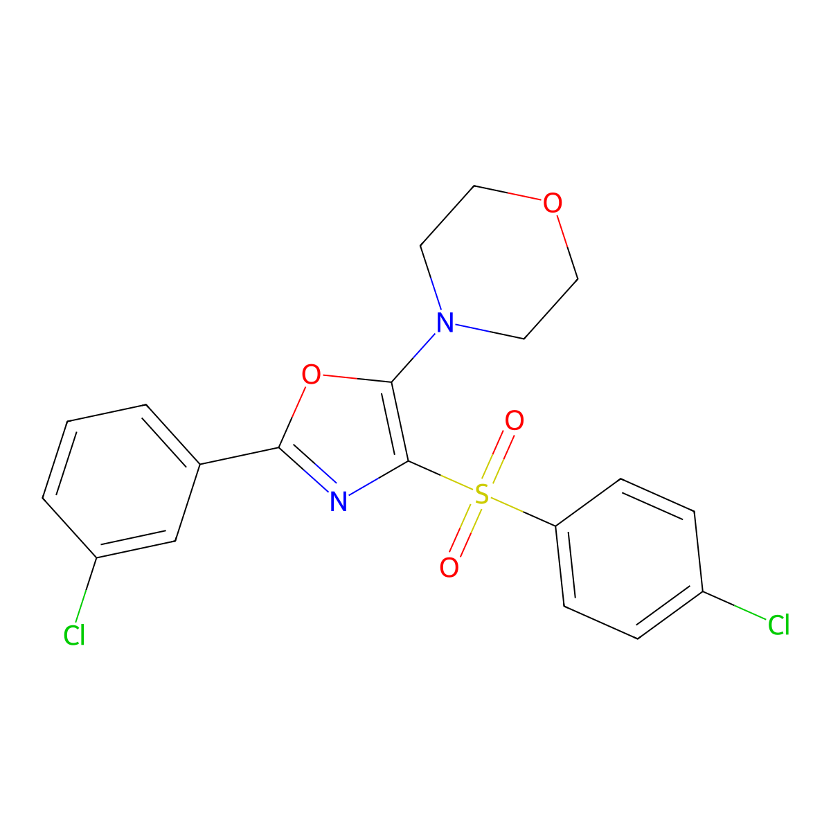 4-[4-(4-Chlorobenzenesulfonyl)-2-(3-chlorophenyl)-1,3-oxazol-5-yl]morpholine molecular structure, CAS 608099-18-9