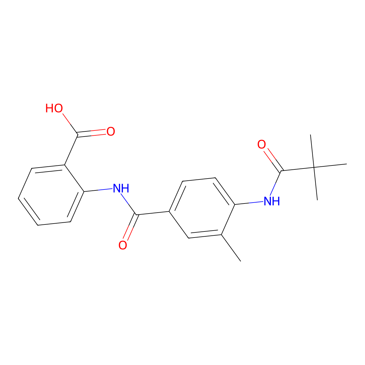 2-[4-(2,2-Dimethylpropanamido)-3-methylbenzamido]benzoic acid molecular structure, CAS 6081-05-6