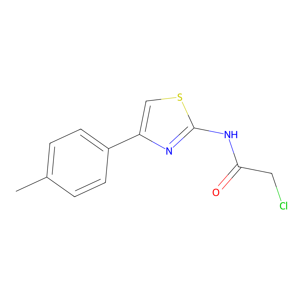 2-Chloro-N-[4-(4-methylphenyl)-1,3-thiazol-2-yl]acetamide molecular structure, CAS 6081-87-4