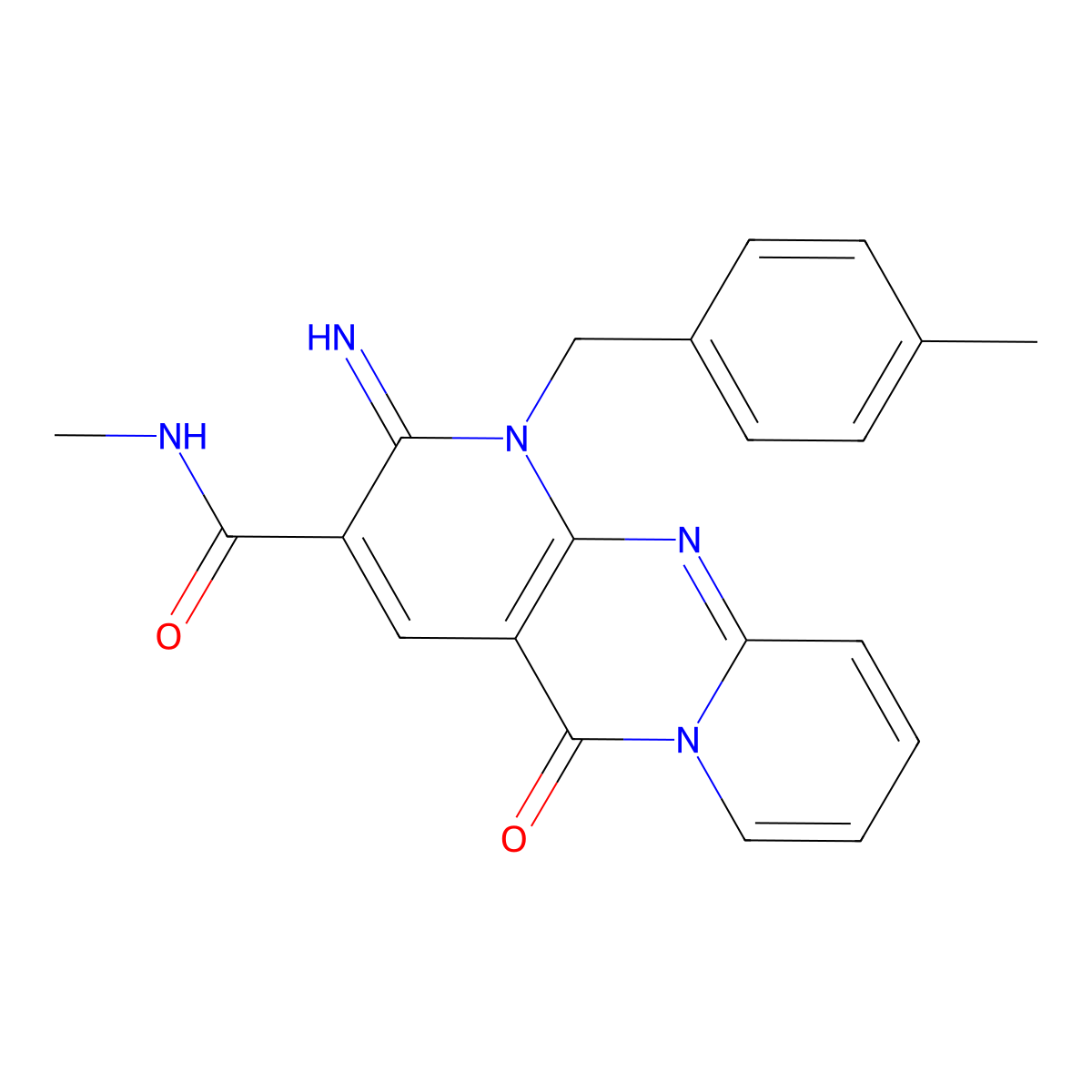 2-imino-N-methyl-1-(4-methylbenzyl)-5-oxo-2,5-dihydro-1H-dipyrido[1,2-a:2',3'-d]pyrimidine-3-carboxamide molecular structure, CAS 608103-97-5