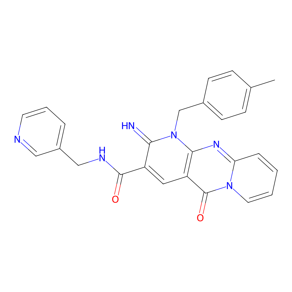 2-imino-1-(4-methylbenzyl)-5-oxo-N-(3-pyridinylmethyl)-1,5-dihydro-2H-dipyrido[1,2-a:2,3-d]pyrimidine-3-carboxamide molecular structure, CAS 608103-98-6