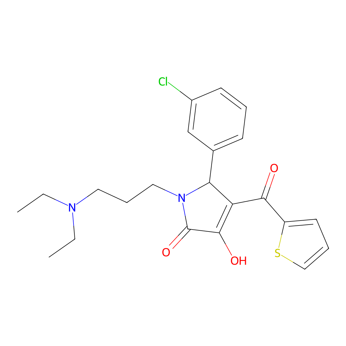 5-(3-chlorophenyl)-1-[3-(diethylamino)propyl]-3-hydroxy-4-(thiophen-2-ylcarbonyl)-1,5-dihydro-2H-pyrrol-2-one molecular structure, CAS 608105-02-8