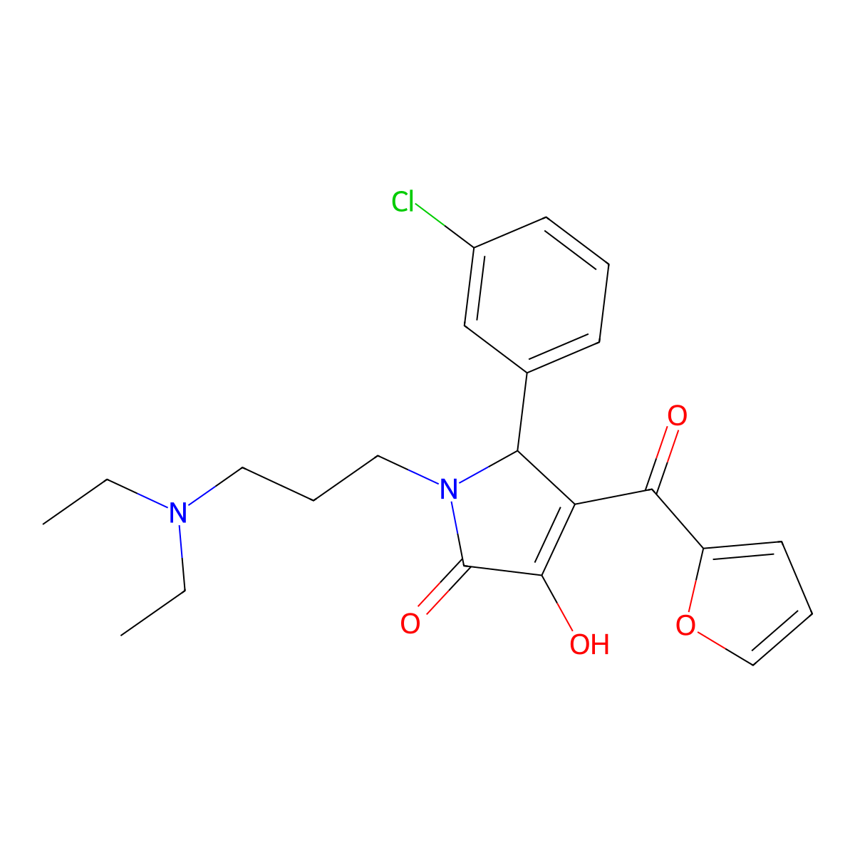 5-(3-chlorophenyl)-1-[3-(diethylamino)propyl]-4-(2-furylcarbonyl)-3-hydroxy-1,5-dihydro-2H-pyrrol-2-one molecular structure, CAS 608105-21-1