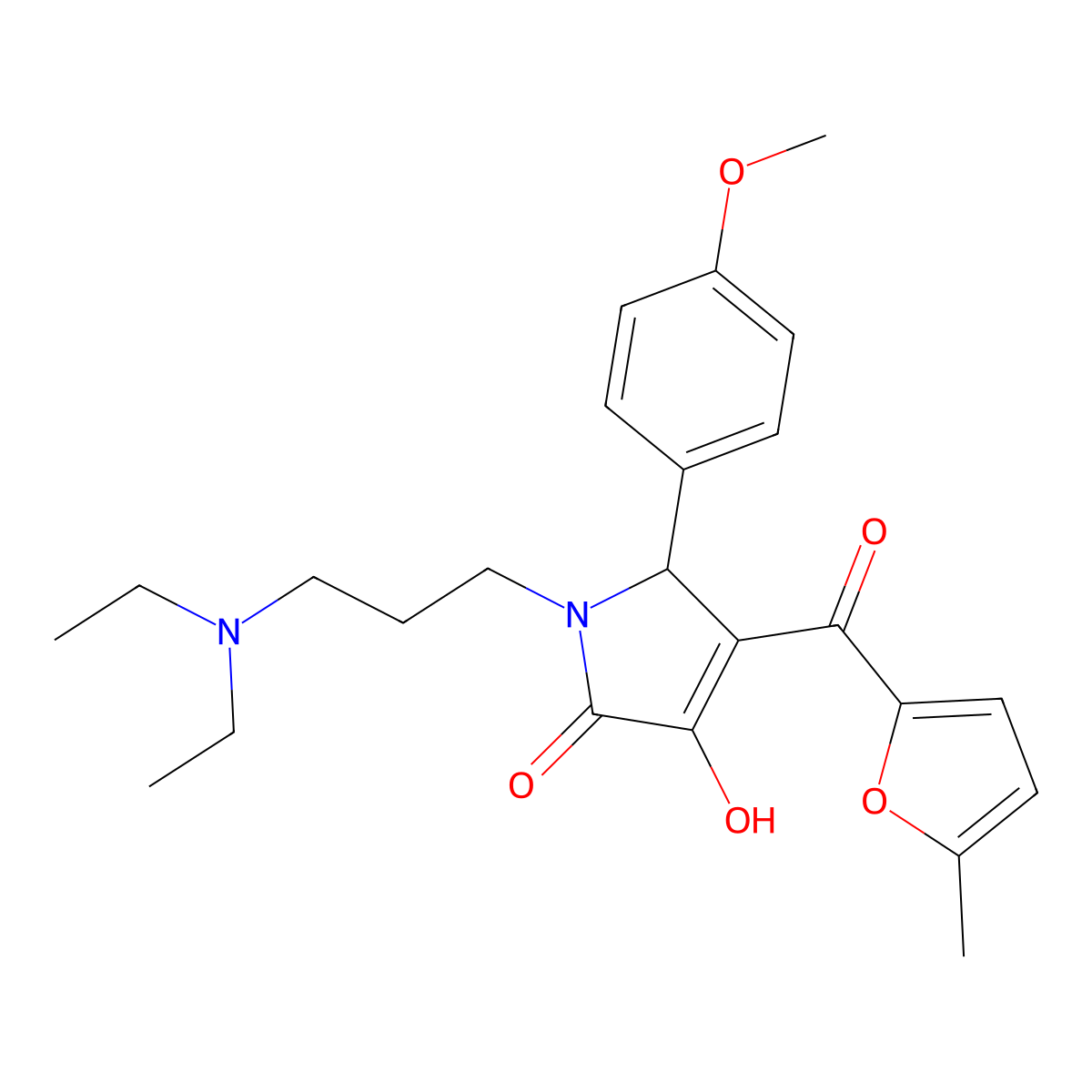 1-[3-(diethylamino)propyl]-3-hydroxy-5-(4-methoxyphenyl)-4-(5-methylfuran-2-carbonyl)-2,5-dihydro-1H-pyrrol-2-one molecular structure, CAS 608105-29-9