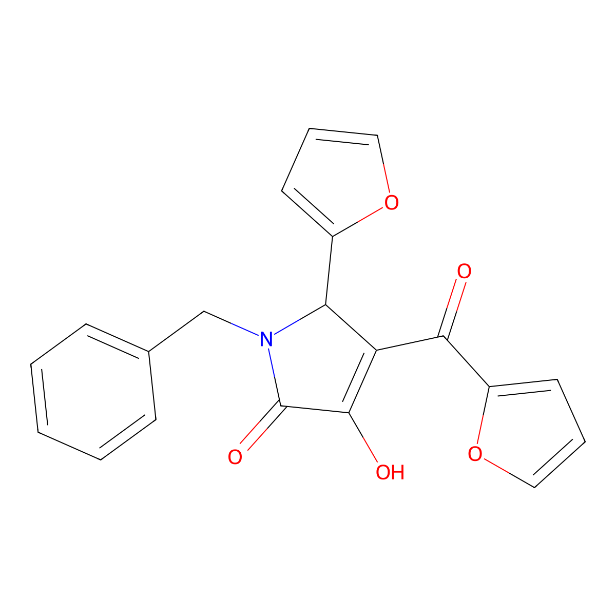 5-(2-Furyl)-4-(2-furylcarbonyl)-3-hydroxy-1-benzyl-3-pyrrolin-2-one molecular structure, CAS 608109-21-3