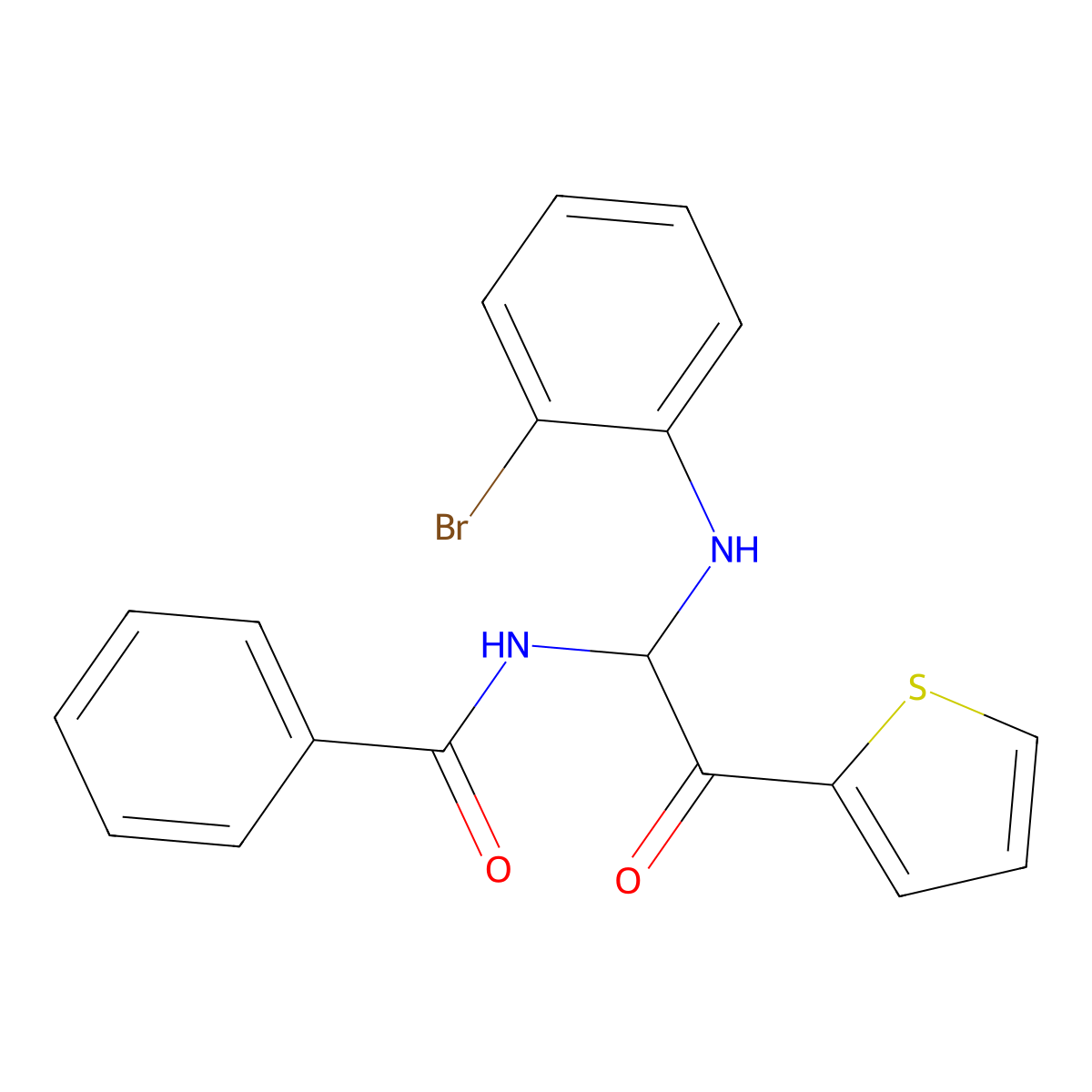 N-{1-[(2-bromophenyl)amino]-2-oxo-2-(thiophen-2-yl)ethyl}benzamide molecular structure, CAS 608119-15-9