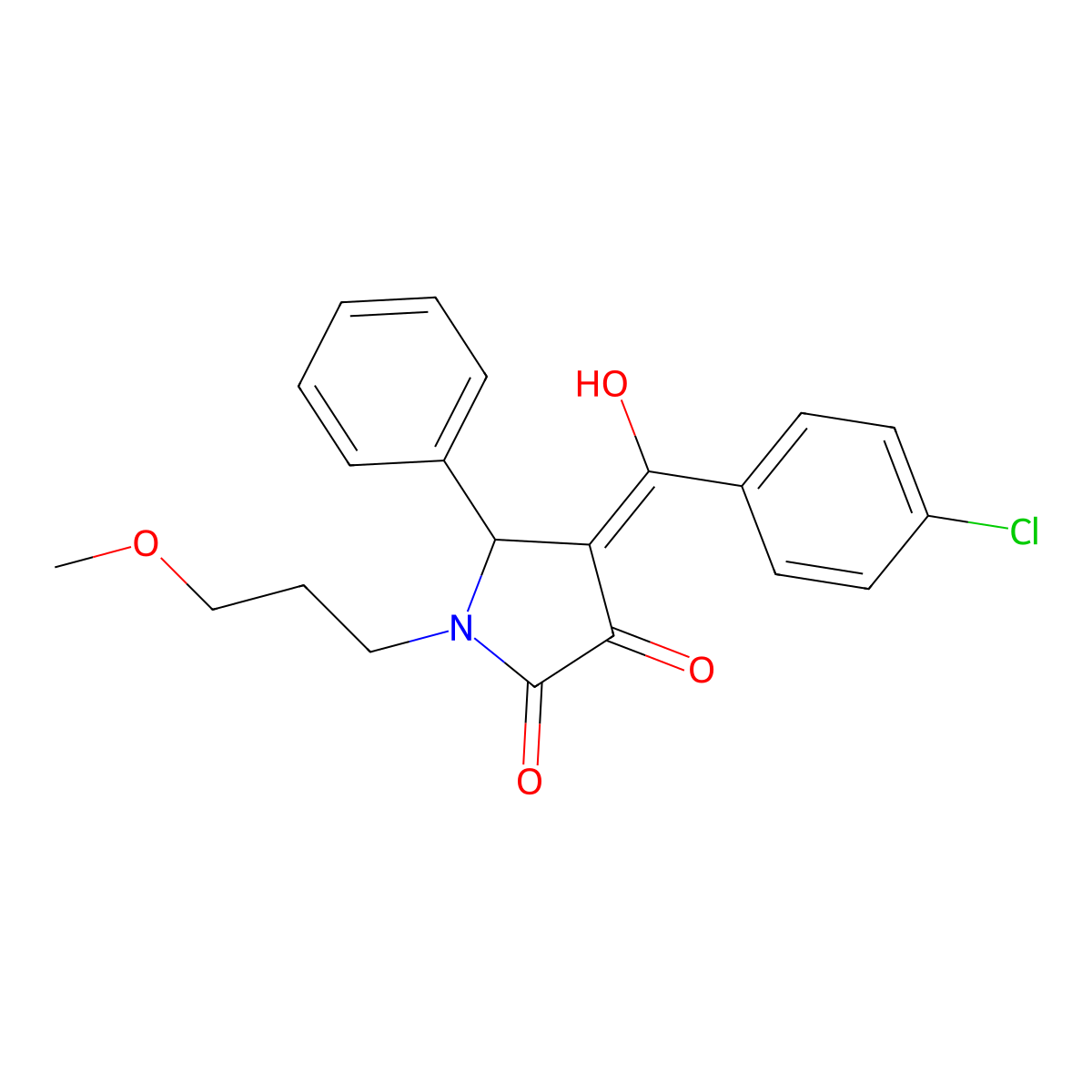 4-(4-chlorobenzoyl)-3-hydroxy-1-(3-methoxypropyl)-5-phenyl-2,5-dihydro-1H-pyrrol-2-one molecular structure, CAS 608119-68-2