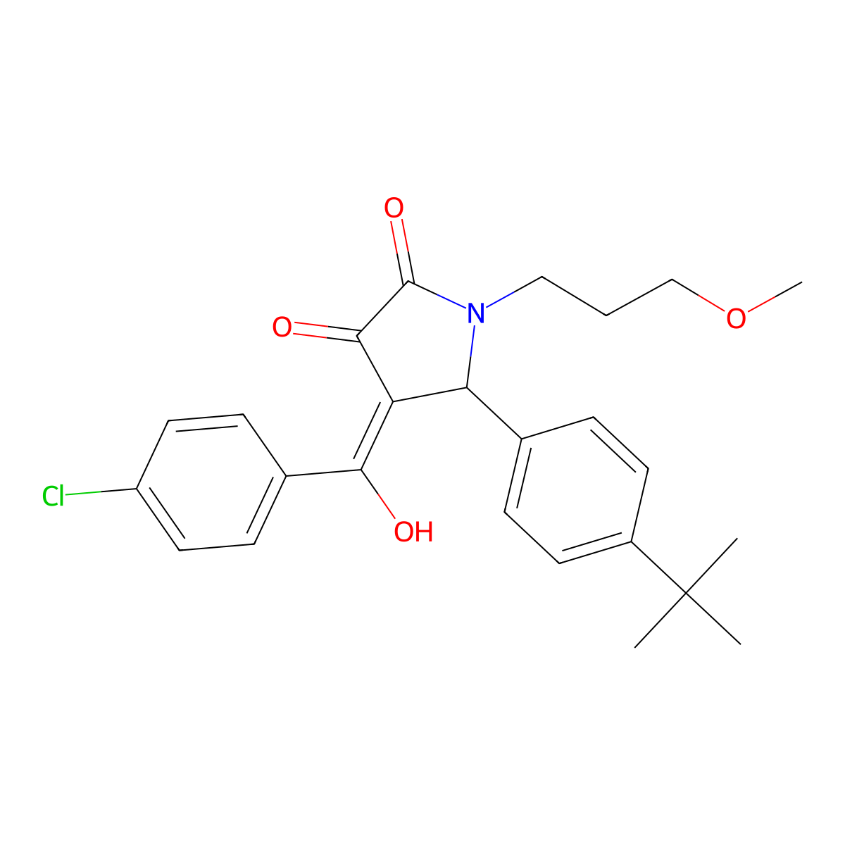 5-(4-tert-butylphenyl)-4-(4-chlorobenzoyl)-3-hydroxy-1-(3-methoxypropyl)-2,5-dihydro-1H-pyrrol-2-one molecular structure, CAS 608119-69-3