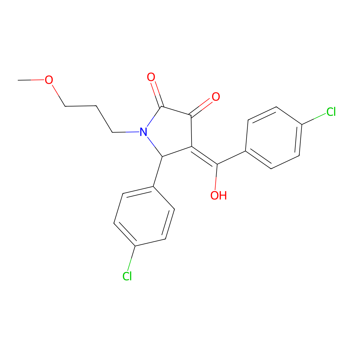 4-(4-chlorobenzoyl)-5-(4-chlorophenyl)-3-hydroxy-1-(3-methoxypropyl)-2,5-dihydro-1H-pyrrol-2-one molecular structure, CAS 608119-73-9