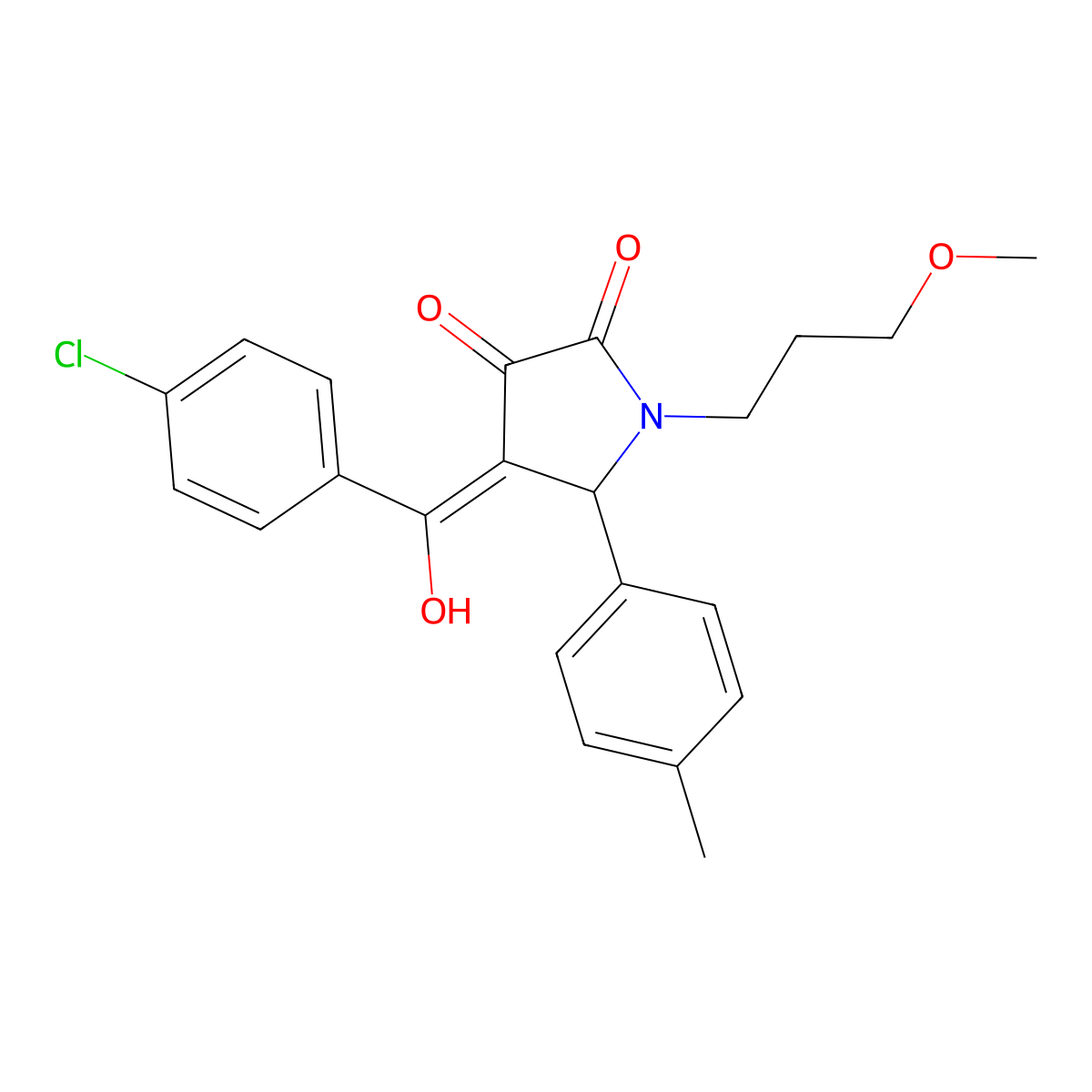 4-(4-chlorobenzoyl)-3-hydroxy-1-(3-methoxypropyl)-5-(4-methylphenyl)-2,5-dihydro-1H-pyrrol-2-one molecular structure, CAS 608119-74-0