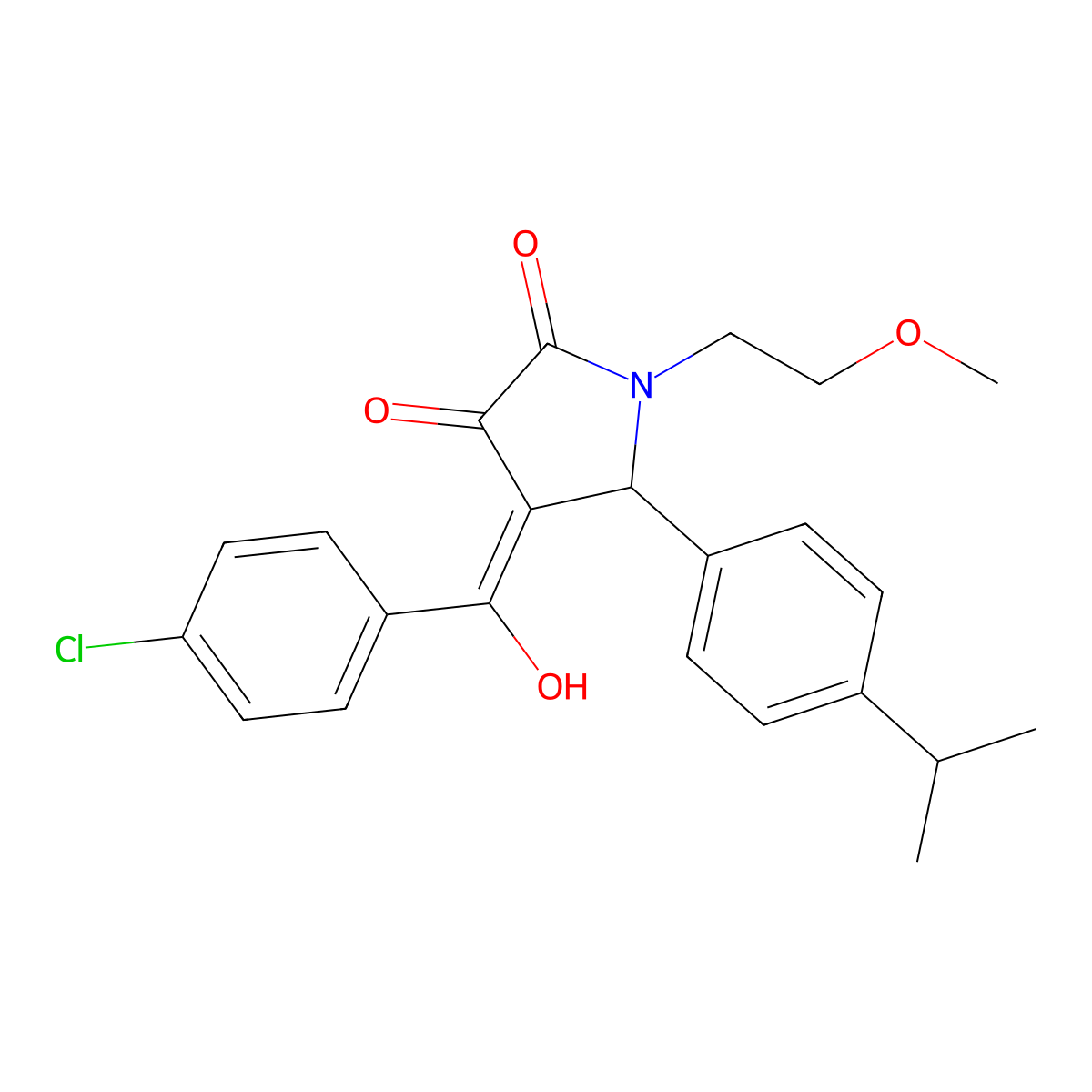 4-(4-chlorobenzoyl)-3-hydroxy-1-(2-methoxyethyl)-5-[4-(propan-2-yl)phenyl]-2,5-dihydro-1H-pyrrol-2-one molecular structure, CAS 608119-76-2