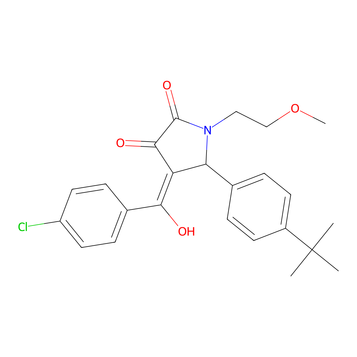 5-(4-tert-butylphenyl)-4-(4-chlorobenzoyl)-3-hydroxy-1-(2-methoxyethyl)-2,5-dihydro-1H-pyrrol-2-one molecular structure, CAS 608119-78-4