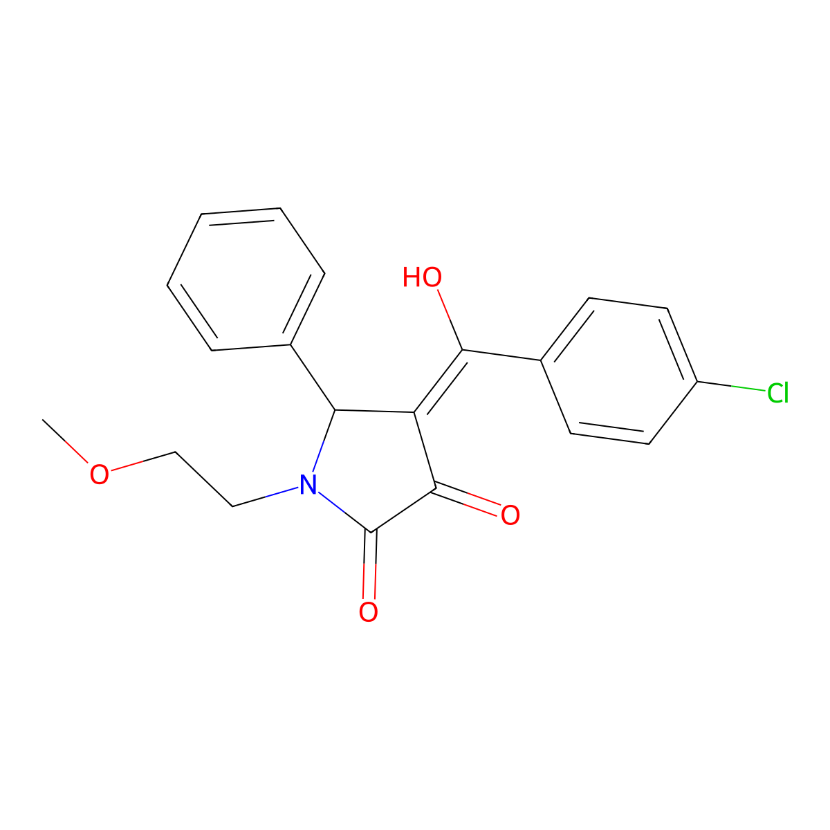 4-(4-chlorobenzoyl)-3-hydroxy-1-(2-methoxyethyl)-5-phenyl-2,5-dihydro-1H-pyrrol-2-one molecular structure, CAS 608119-79-5
