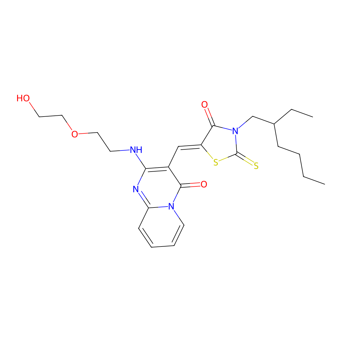 3-[[3-(2-Ethylhexyl)-4-oxo-2-thioxo-5-thiazolidinylidene]methyl]-2-[[2-(2-hydroxyethoxy)ethyl]amino]-4H-pyrido[1,2-a]pyrimidin-4-one molecular structure, CAS 608119-83-1