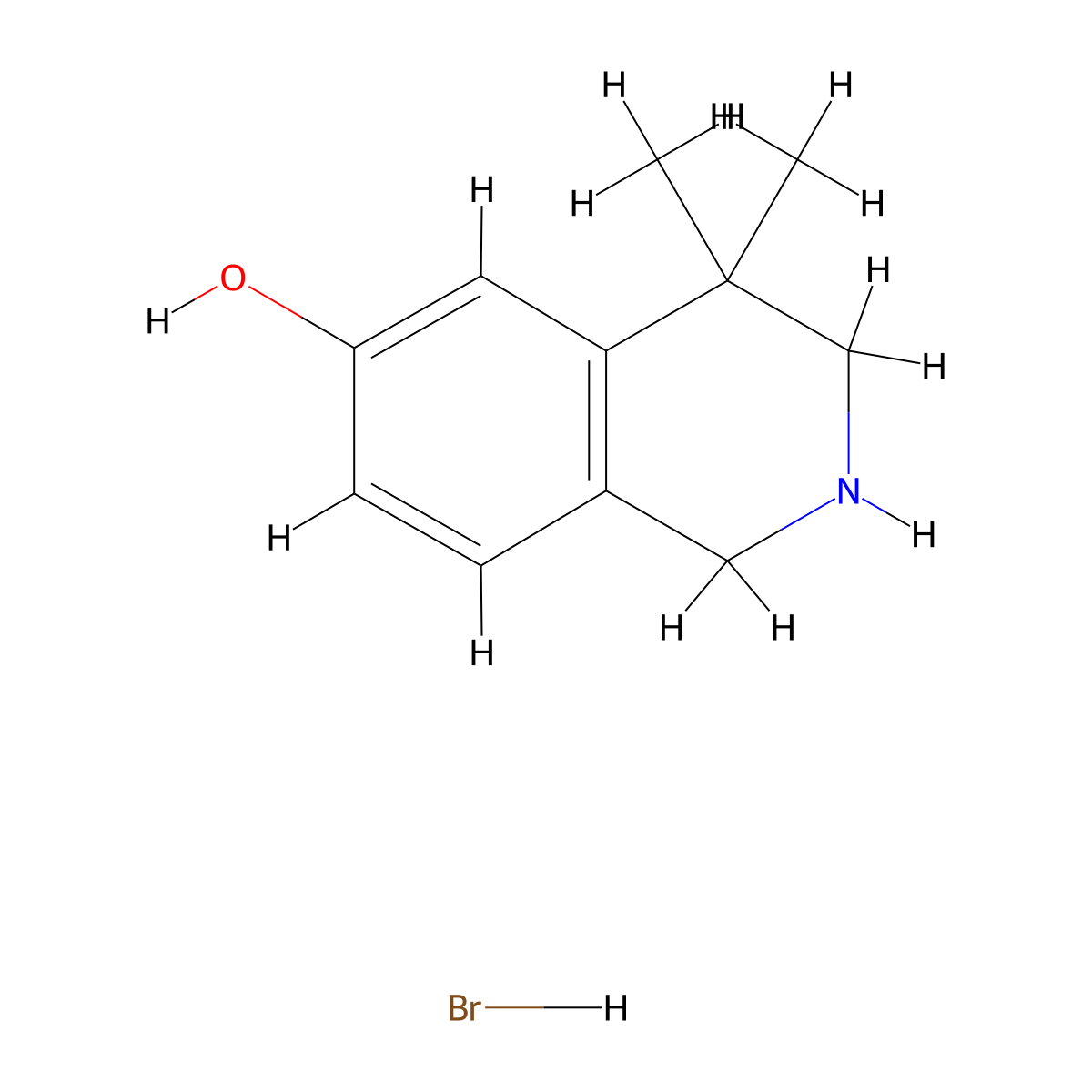 4,4-Dimethyl-1,2,3,4-tetrahydroisoquinolin-6-ol hydrobromide molecular structure, CAS 60812-64-8