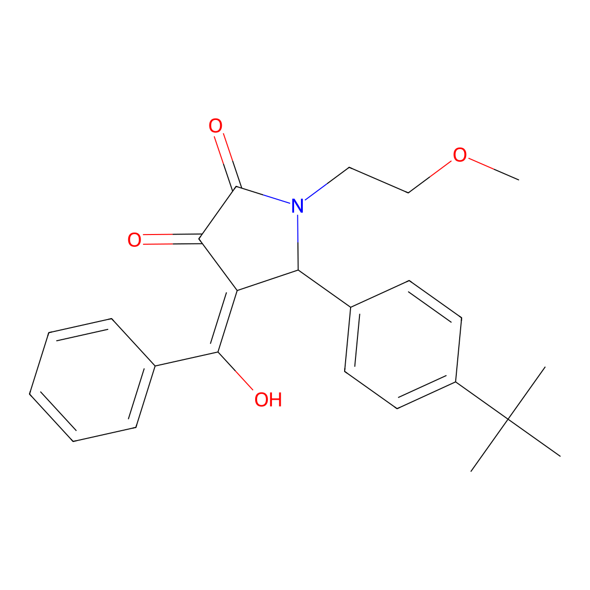 4-benzoyl-5-(4-tert-butylphenyl)-3-hydroxy-1-(2-methoxyethyl)-2,5-dihydro-1H-pyrrol-2-one molecular structure, CAS 608120-67-8