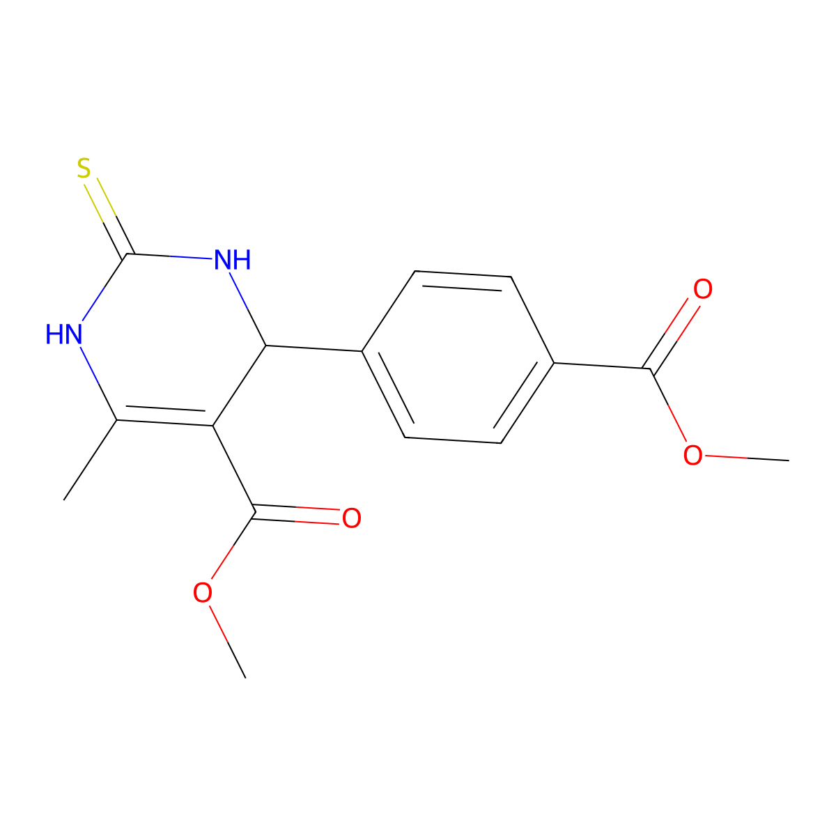 Methyl 4-(4-(methoxycarbonyl)phenyl)-6-methyl-2-thioxo-1,2,3,4-tetrahydropyrimidine-5-carboxylate molecular structure, CAS 608120-83-8