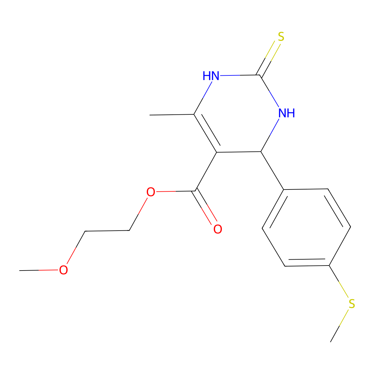 2-Methoxyethyl 6-methyl-4-[4-(methylsulfanyl)phenyl]-2-thioxo-1,2,3,4-tetrahydropyrimidine-5-carboxylate molecular structure, CAS 608120-86-1