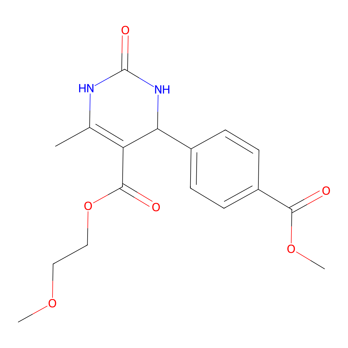 2-Methoxyethyl 4-[4-(methoxycarbonyl)phenyl]-6-methyl-2-oxo-1,2,3,4-tetrahydropyrimidine-5-carboxylate molecular structure, CAS 608120-88-3