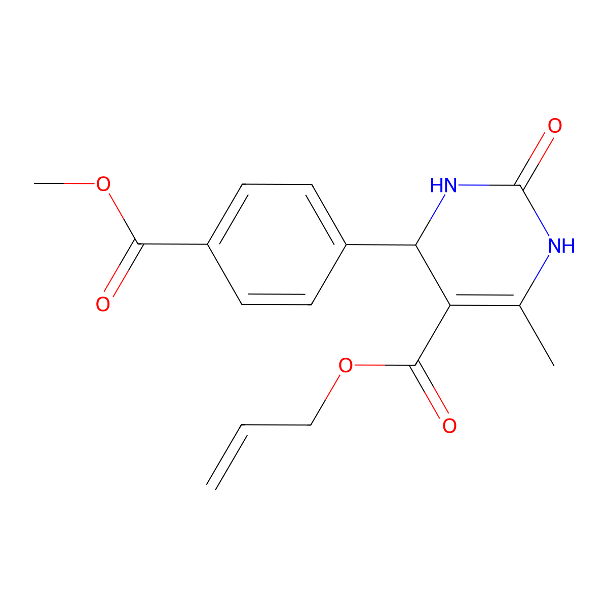 Prop-2-en-1-yl 4-[4-(methoxycarbonyl)phenyl]-6-methyl-2-oxo-1,2,3,4-tetrahydropyrimidine-5-carboxylate molecular structure, CAS 608120-89-4