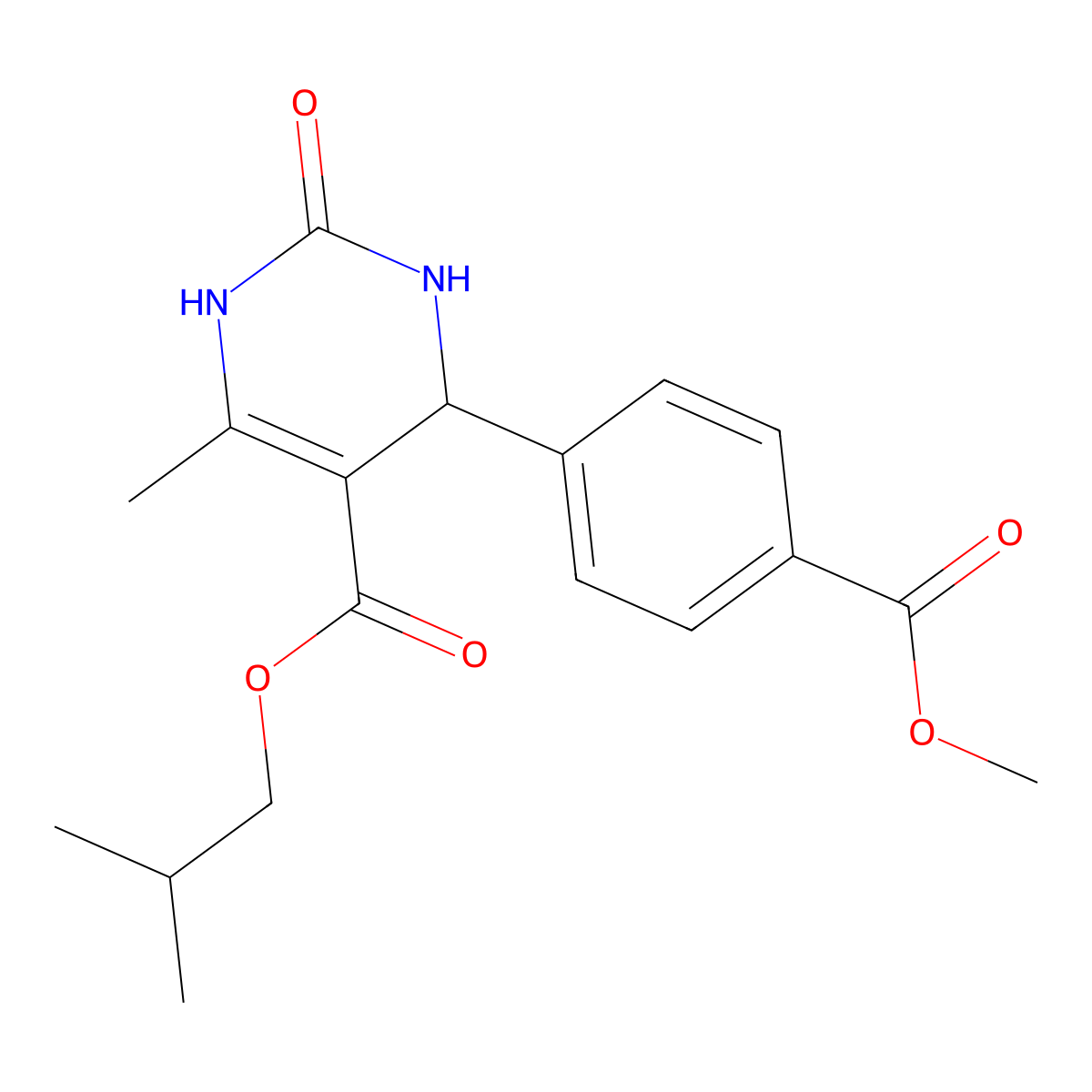 2-Methylpropyl 4-[4-(methoxycarbonyl)phenyl]-6-methyl-2-oxo-1,2,3,4-tetrahydropyrimidine-5-carboxylate molecular structure, CAS 608120-91-8