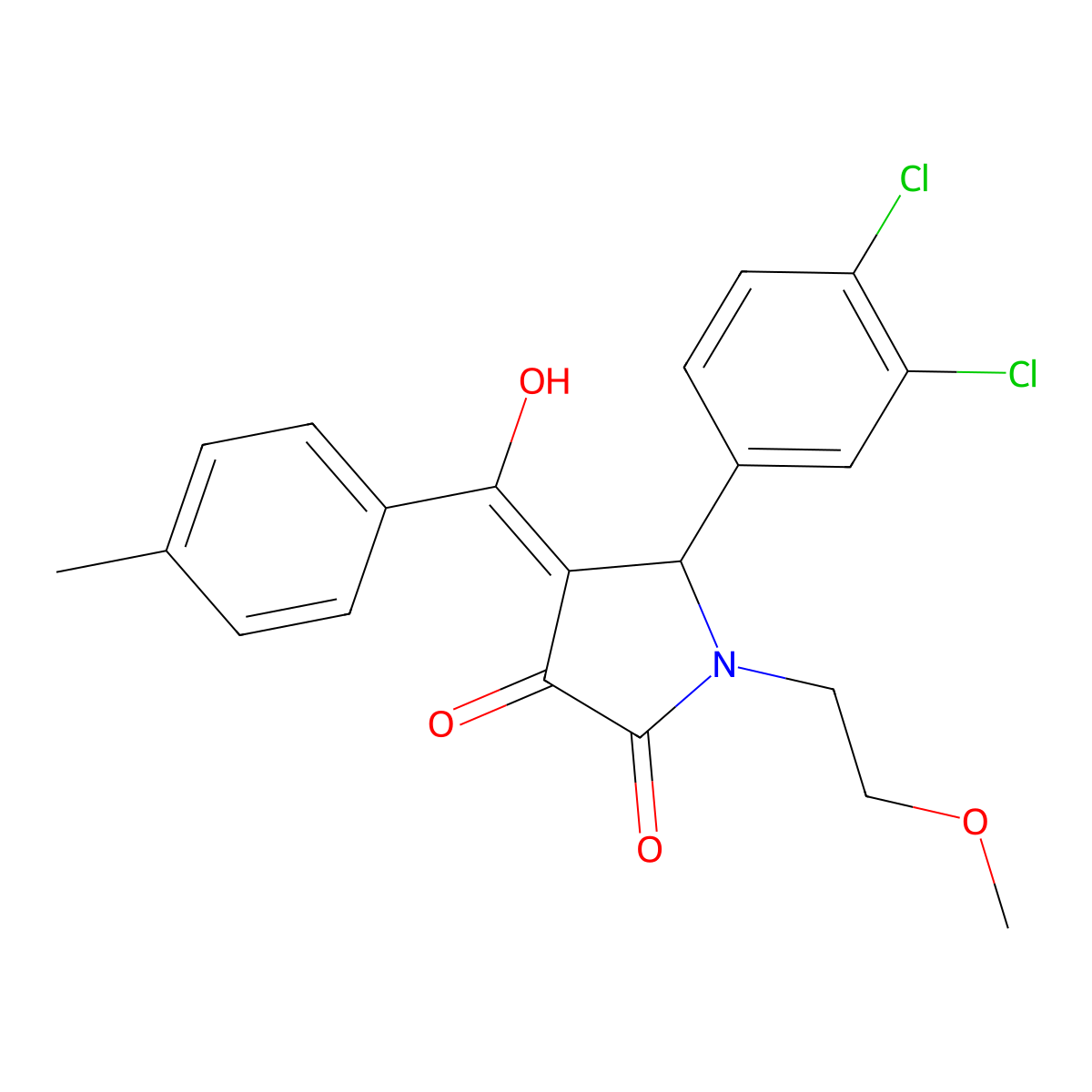 5-(3,4-dichlorophenyl)-3-hydroxy-1-(2-methoxyethyl)-4-(4-methylbenzoyl)-2,5-dihydro-1H-pyrrol-2-one molecular structure, CAS 608121-13-7